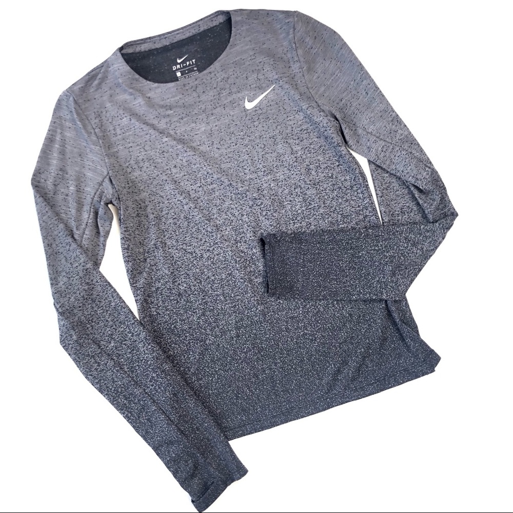 Nike Medalist Long Sleeve Running Shirt Grey Black